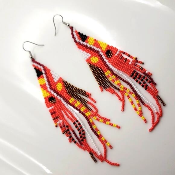 Tribal Boho Beaded Earrings - Picture 2 of 5